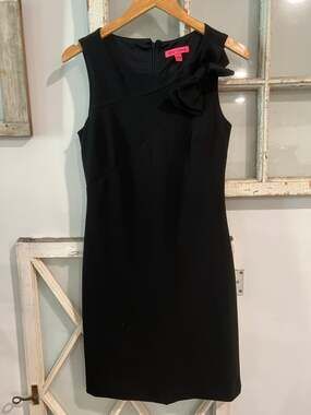 Betsey Johnson size 4 black mini dress with bow accent